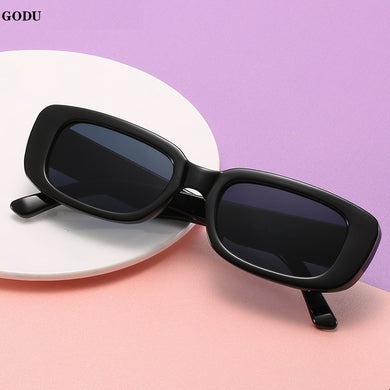 Vintage Black Square Sunglasses Woman  Brand Small Rectangle Sun Glasses Female Gradient Clear Mirror Oculos De Sol