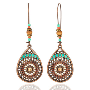Vintage Boho India Ethnic Water Drip Hanging Dangle Drop Earrings for Women Female 2018 New Wedding Party Jewelry Accessories