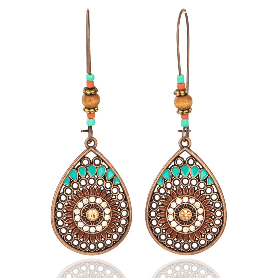 Vintage Boho India Ethnic Water Drip Hanging Dangle Drop Earrings for Women Female 2018 New Wedding Party Jewelry Accessories