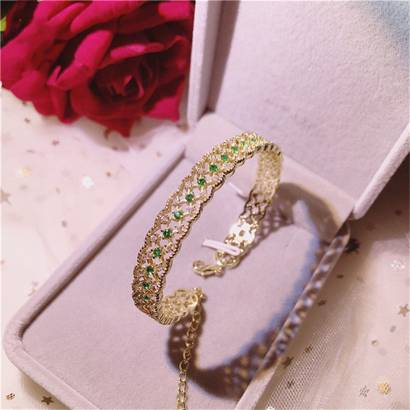 Vintage Bracelets For Women Bangles S925 Sterling Silver 18K Gold Emerald Green Gemstone Luxury Annivesary Bijoux Fine Jewelry
