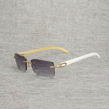 Load image into Gallery viewer, Vintage Buffalo Horn Rimless Sunglasses Men Natural Wood Square Glasses Metal Frame Women Wooden Shades Oculos Eyeglasses 012N