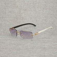 Load image into Gallery viewer, Vintage Buffalo Horn Rimless Sunglasses Men Natural Wood Square Glasses Metal Frame Women Wooden Shades Oculos Eyeglasses 012N