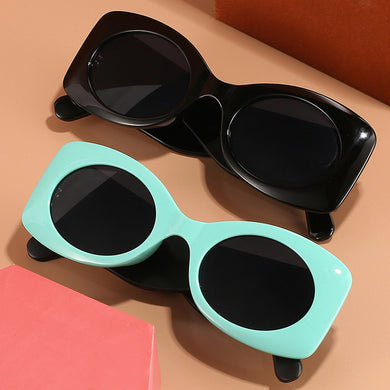 Vintage Candy Color Gradient Round Sunglasses For Women Blue Pink Wide Leg Sun Glasses Female Small Eyewear Uv400