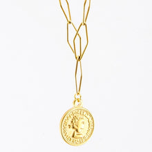 Load image into Gallery viewer, Vintage Carved Coin Necklace For Women Stainless Steel Gold Color Medallion Pendant Necklace Long Choker Boho Jewelry Collier