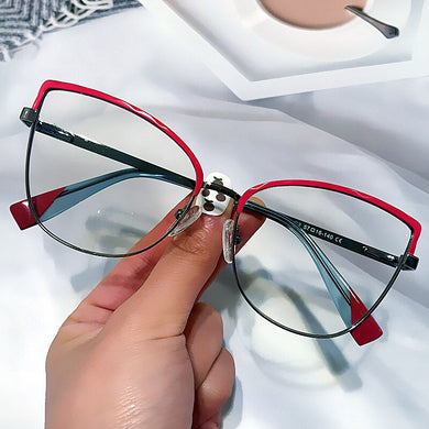 Vintage Cat Ete Anti-blue Light Eyeglasses For Women Unique Alloy Patchwork Pink Purple Computer Glasses Frame Female Shades