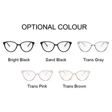 Load image into Gallery viewer, Vintage Cat Eye Anti Blue Light Glasses Frame Lens Myopia Optical Mirror Simple Metal Women Men Transparent Eyewear Frames