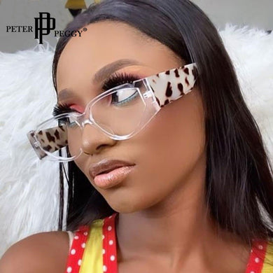 Vintage Cat Eye Optical Glasses Oversized Transparent Lens Spectacle Frame Prescription Eyeglasses Punk Leopard Frame Glasses