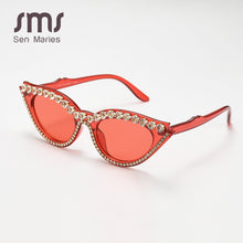 Load image into Gallery viewer, Vintage Cat Eye Rhinestones Sunglasses Women 2023  Small Frames Diamond Sun Glasses Unique Shades Oculos De Sol Feminino