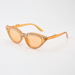 Vintage Cat Eye Rhinestones Sunglasses Women 2023  Small Frames Diamond Sun Glasses Unique Shades Oculos De Sol Feminino
