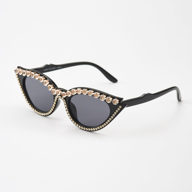 Vintage Cat Eye Rhinestones Sunglasses Women 2023  Small Frames Diamond Sun Glasses Unique Shades Oculos De Sol Feminino