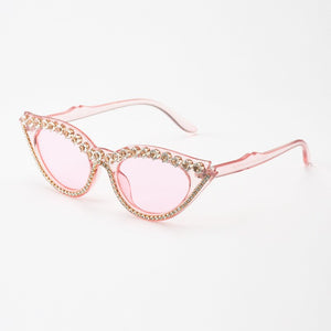 Vintage Cat Eye Rhinestones Sunglasses Women 2023  Small Frames Diamond Sun Glasses Unique Shades Oculos De Sol Feminino