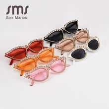Load image into Gallery viewer, Vintage Cat Eye Rhinestones Sunglasses Women 2023  Small Frames Diamond Sun Glasses Unique Shades Oculos De Sol Feminino