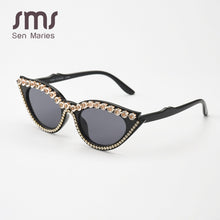 Load image into Gallery viewer, Vintage Cat Eye Rhinestones Sunglasses Women 2023  Small Frames Diamond Sun Glasses Unique Shades Oculos De Sol Feminino