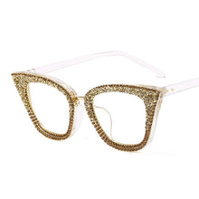 Load image into Gallery viewer, Vintage Cat Eye Sunglasses Women Bling Diamond Men Female Sun Glasses Cateye Bling  Metal Glasses Clear Lens Eyewear Gafas