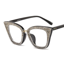 Load image into Gallery viewer, Vintage Cat Eye Sunglasses Women Bling Diamond Men Female Sun Glasses Cateye Bling  Metal Glasses Clear Lens Eyewear Gafas