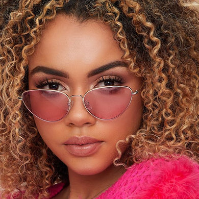 Vintage Cat Eye Sunglasses Women Ocean Color Lens  Brand Mirror Sun Glasses Female Metal Frame Sexy Clear Oculos