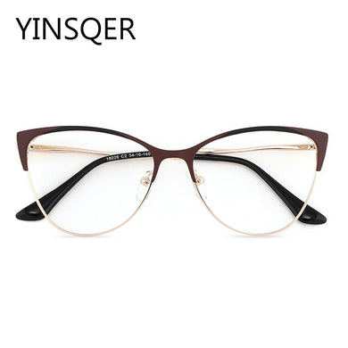 Vintage Cat Eye Women's Prescription Glasses Frames Myopia Female Computer Eyeglasses RounFake Glasses Ladies Decorative Eyewear