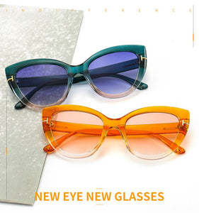 Vintage Cateye Sunglasses Women Retro Big Cat Eye Sun Glasses Brand Designer Transparent Lens Eyeglasses Female Oculos De Sol