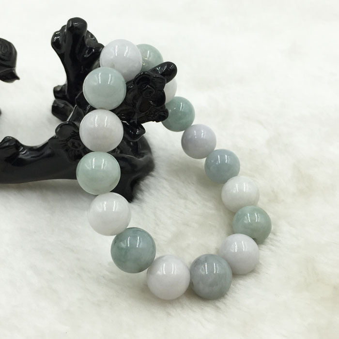 Vintage Certified Grade A Genuine Natural Green Jadeite stone Bracelet Bangle 13~14mm jade bead