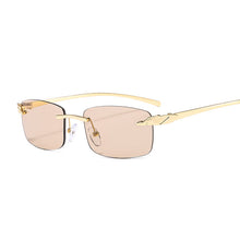 Load image into Gallery viewer, Vintage Cheetah Rimless Square Sunglasses Women Ocean Lens  Sun Glasses Male Brand Designer Rectangle Men Oculos De Sol