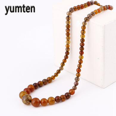 Collana di perle vintage classiche create in laboratorio con gioielli in pietra fantasia arancione giallo agata collana collier 