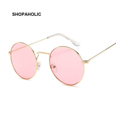 Vintage Classic Metal Round Sunglasses Women Small Prince Retro Brand Red Orange Pink Clear Glasses Women Shades UV400
