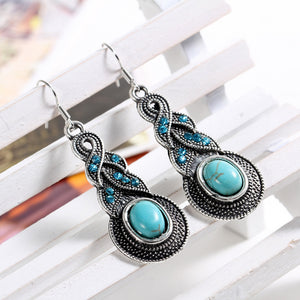 Vintage Design Long Dangle Earrings Synthetic Stone Charming Women Pendant Earrings Casual Party Jewelry