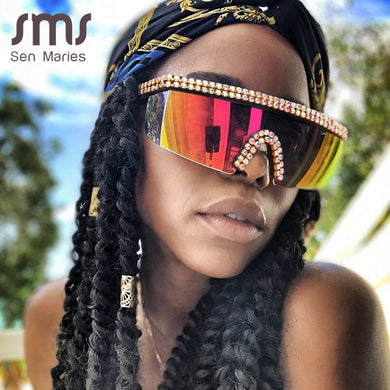 Vintage Diamond Goggle Sunglasses Women Men Mirror Steampunk Sun Glasses For Male Female Eyewear Colorful Punk Okulary