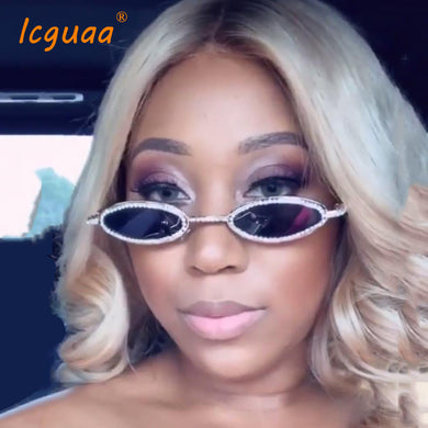 Vintage Diamond Sunglasses Oval Glasses Women Small Retro Hip Hop Glasses Retro Sunglass  Female Eyewear