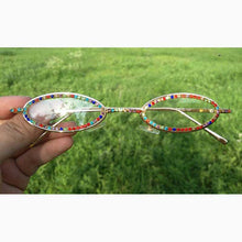 Load image into Gallery viewer, Vintage Diamond Sunglasses Oval Glasses Women Small Retro Hip Hop Glasses Retro Sunglass  Female Eyewear