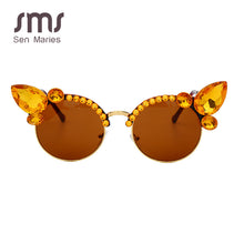 Load image into Gallery viewer, Vintage Diamond Sunglasses Women  Brand Cat Eye Sunglasses Pink Blue Crystal Punk Sun Glasses Men Shades UV400 okulary