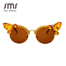 Load image into Gallery viewer, Vintage Diamond Sunglasses Women  Brand Cat Eye Sunglasses Pink Blue Crystal Punk Sun Glasses Men Shades UV400 okulary