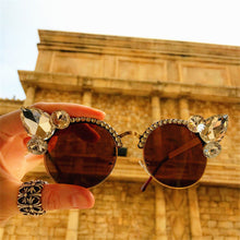 Load image into Gallery viewer, Vintage Diamond Sunglasses Women  Brand Cat Eye Sunglasses Pink Blue Crystal Punk Sun Glasses Men Shades UV400 okulary
