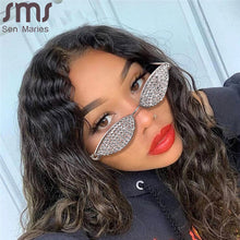 Load image into Gallery viewer, Vintage Diamond Sunglasses Women  Brand Designer Sun Glasses Cat Eye Shades Rhinestone Lens Ladies Crystal Eyeglasses