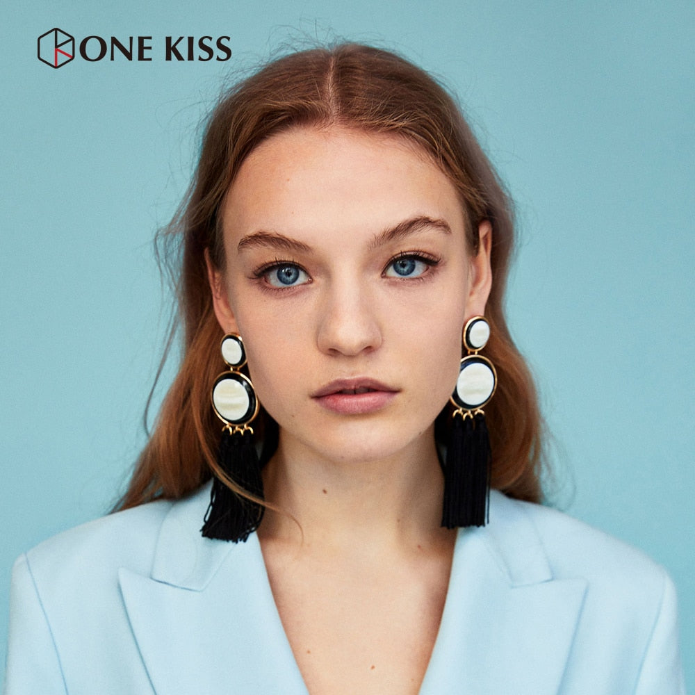 Vintage Ethnic Statement Long Rope ZA Tassel Earring Resin Cotton Gig Drop Earrings For Women Bijoux Fashion Jewelry Brincos