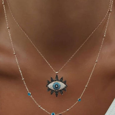 Vintage Fashion Evil Eye Necklace Pendant Clavicle Chain Statement Long Necklace Women Accessory Collares De Moda Bijoux