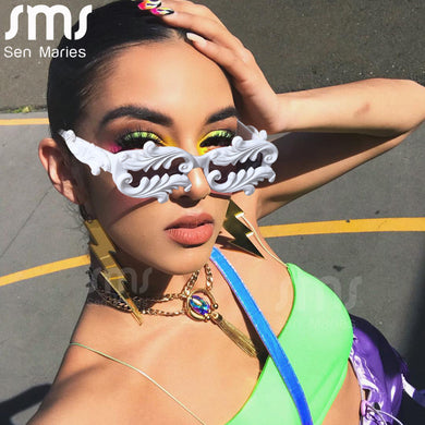 Vintage Floral Sunglasses Women Punk Rectangle Sun Glasses Brand Designer Steampunk UV400 Shades Retro Handmade Eyewear