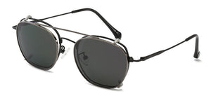 Vintage Full Rim + Polarized Clip-on Prescription Myopia Polarized Sunglasses Set Women Men Eyeglasses Glasses Gothic Goggles