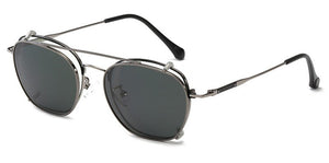 Vintage Full Rim + Polarized Clip-on Prescription Myopia Polarized Sunglasses Set Women Men Eyeglasses Glasses Gothic Goggles