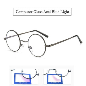 Vintage Gaming Computer Glasses Optical Glasses Women Men Anti Blue Light Retro Metal Frame Clear Lens Round Eyeglasses