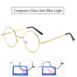 Vintage Gaming Computer Glasses Optical Glasses Women Men Anti Blue Light Retro Metal Frame Clear Lens Round Eyeglasses