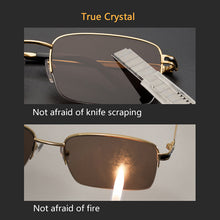 Load image into Gallery viewer, Vintage Glass Sun Glasses Man Natural Crystal Stone Sunglasses Woman Half Frame UV400 Anti Scratch Oculos