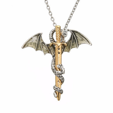 Vintage Glow in the Dark Chain Necklaces Luminous Sword Dragon Pendant Necklace For Mens Punk Jewelry