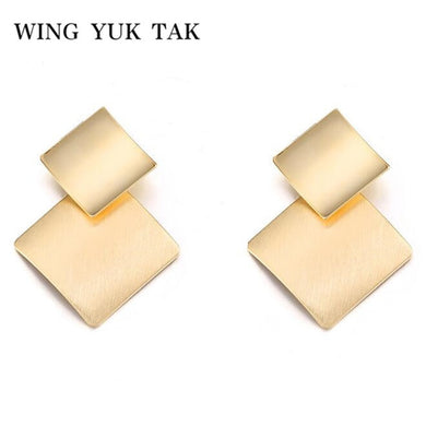 Vintage Gold Color Square Stud Earrings for Women 2018 New Arrival Metal Earrings Charm Party Jewelry Drop shipping
