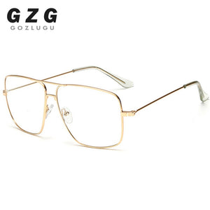 Vintage Gold Metal Frame Eyeglasses Mens Womens Sun glasses Retro Square Optical Lens Eyewear Nerd Clear Lens Glasses GOZLUGU