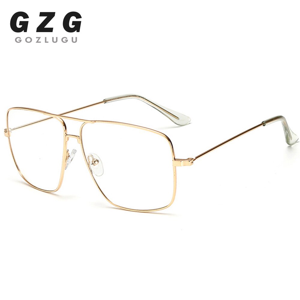 Vintage Gold Metal Frame Eyeglasses Mens Womens Sun glasses Retro Square Optical Lens Eyewear Nerd Clear Lens Glasses GOZLUGU