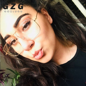 Vintage Gold Metal Frame Eyeglasses Mens Womens Sun glasses Retro Square Optical Lens Eyewear Nerd Clear Lens Glasses GOZLUGU