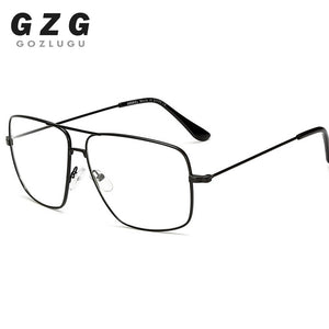 Vintage Gold Metal Frame Eyeglasses Mens Womens Sun glasses Retro Square Optical Lens Eyewear Nerd Clear Lens Glasses GOZLUGU