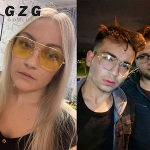 Vintage Gold Metal Frame Eyeglasses Mens Womens Sun glasses Retro Square Optical Lens Eyewear Nerd Clear Lens Glasses GOZLUGU