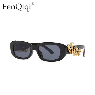 Vintage Gold Serpent Square Sunglasses Women 2023 Handmade Mirrored Black Red Small Rectangle Sun Glasses Y2K Glasses Men